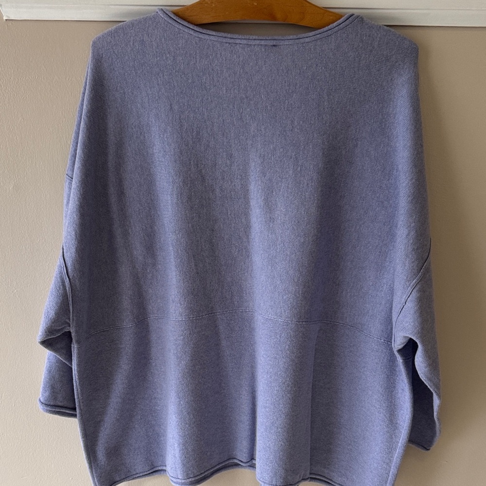 Pure Jill Soft Lavender Cotton Cashmere Relaxed Crewneck Kimono Sweater - Picture 7 of 8